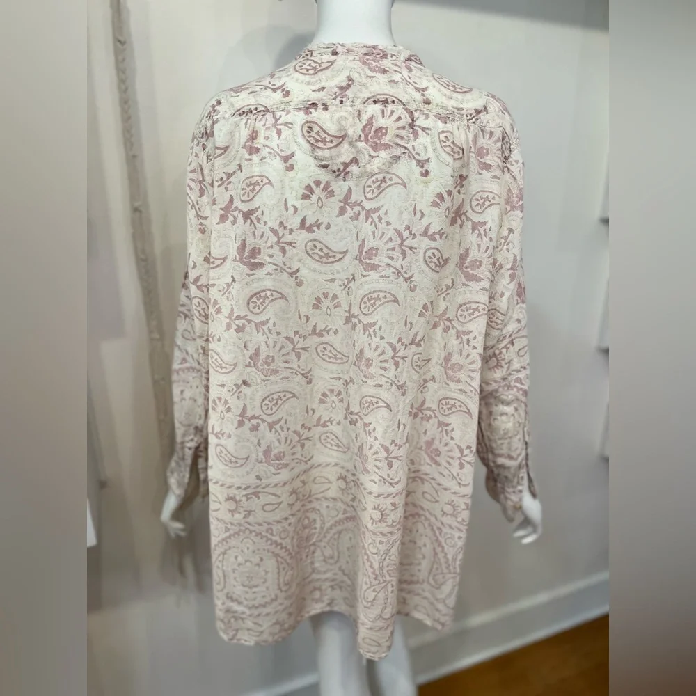 Magnolia Pearl Idgy Shirt in Alana Block Print — One Size OS Luxury Boho Cotton - Picture 2 of 9